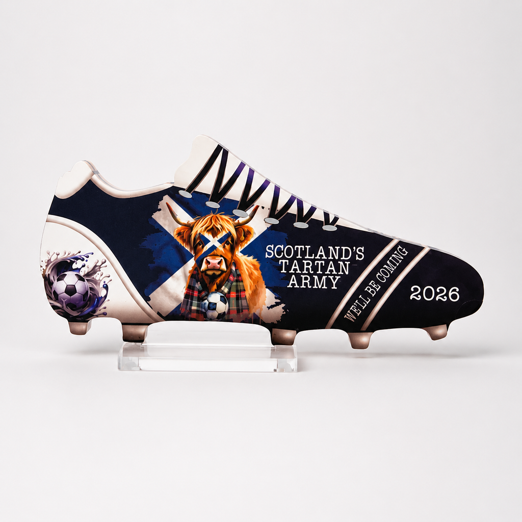 Scotland Tartan Army Football Boot Keepsake – Acrylic Scottish Football Gift – Father’s Day Gift for Scotland Fans