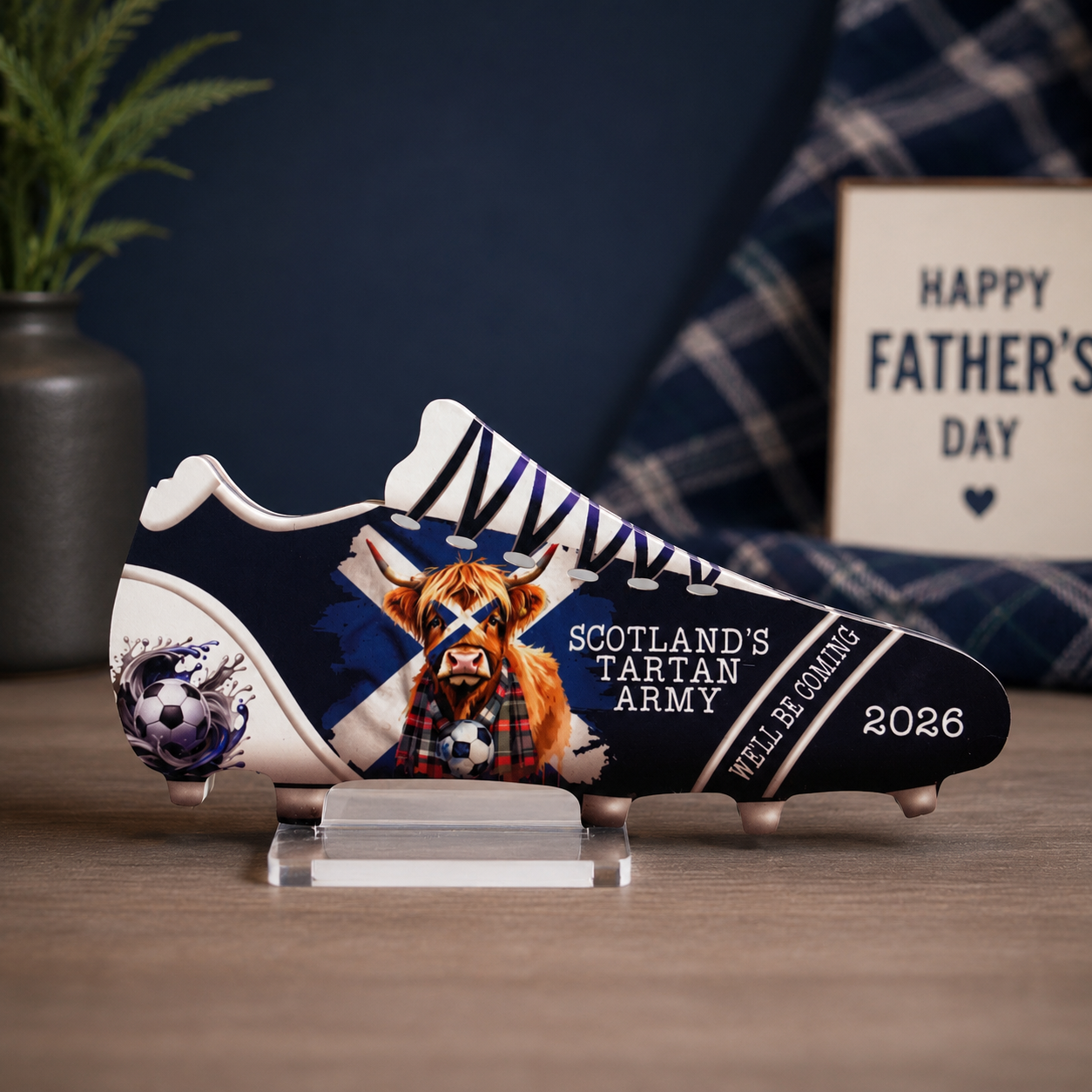 Scotland Tartan Army Football Boot Keepsake – Acrylic Scottish Football Gift – Father’s Day Gift for Scotland Fans