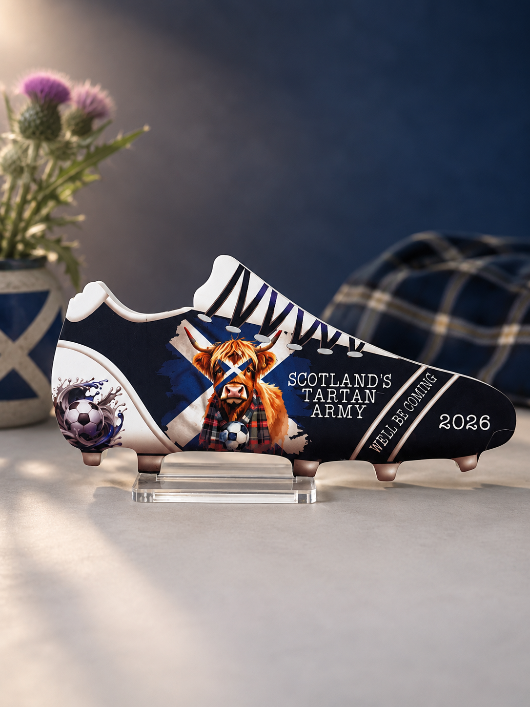 Scotland Tartan Army Football Boot Keepsake – Acrylic Scottish Football Gift – Father’s Day Gift for Scotland Fans