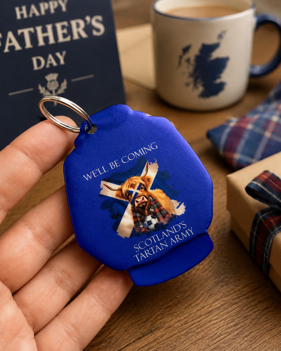Scotland’s Tartan Army Acrylic Hoody Keyring – Scottish Football Fan Gift