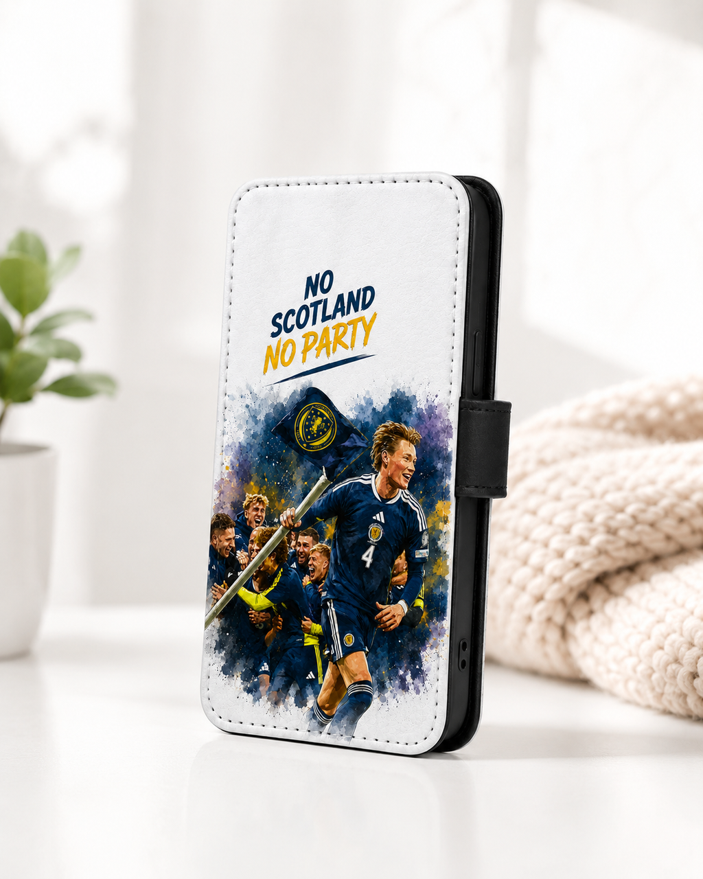 Scotland Football Leather Flip Phone Case – “No Scotland No Party” Design