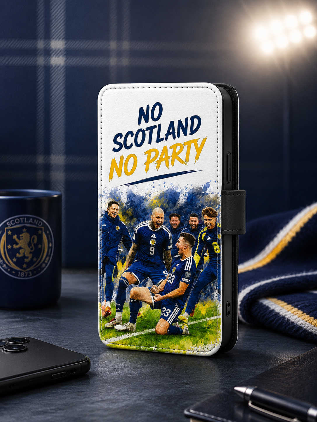 Scotland Football Leather Flip Phone Case – “No Scotland No Party” Design