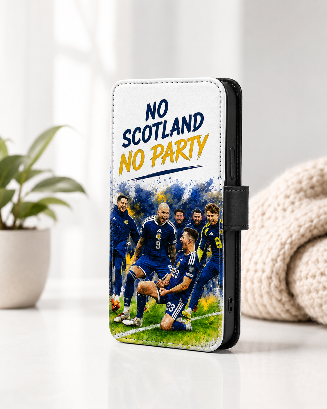 Scotland Football Leather Flip Phone Case – “No Scotland No Party” Design