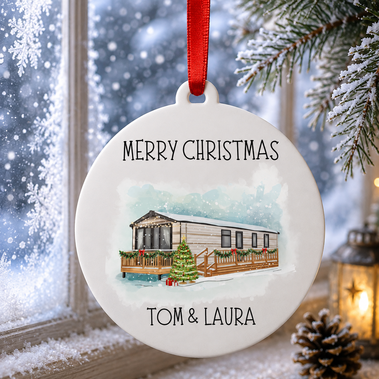 Personalised Christmas Caravan Bauble