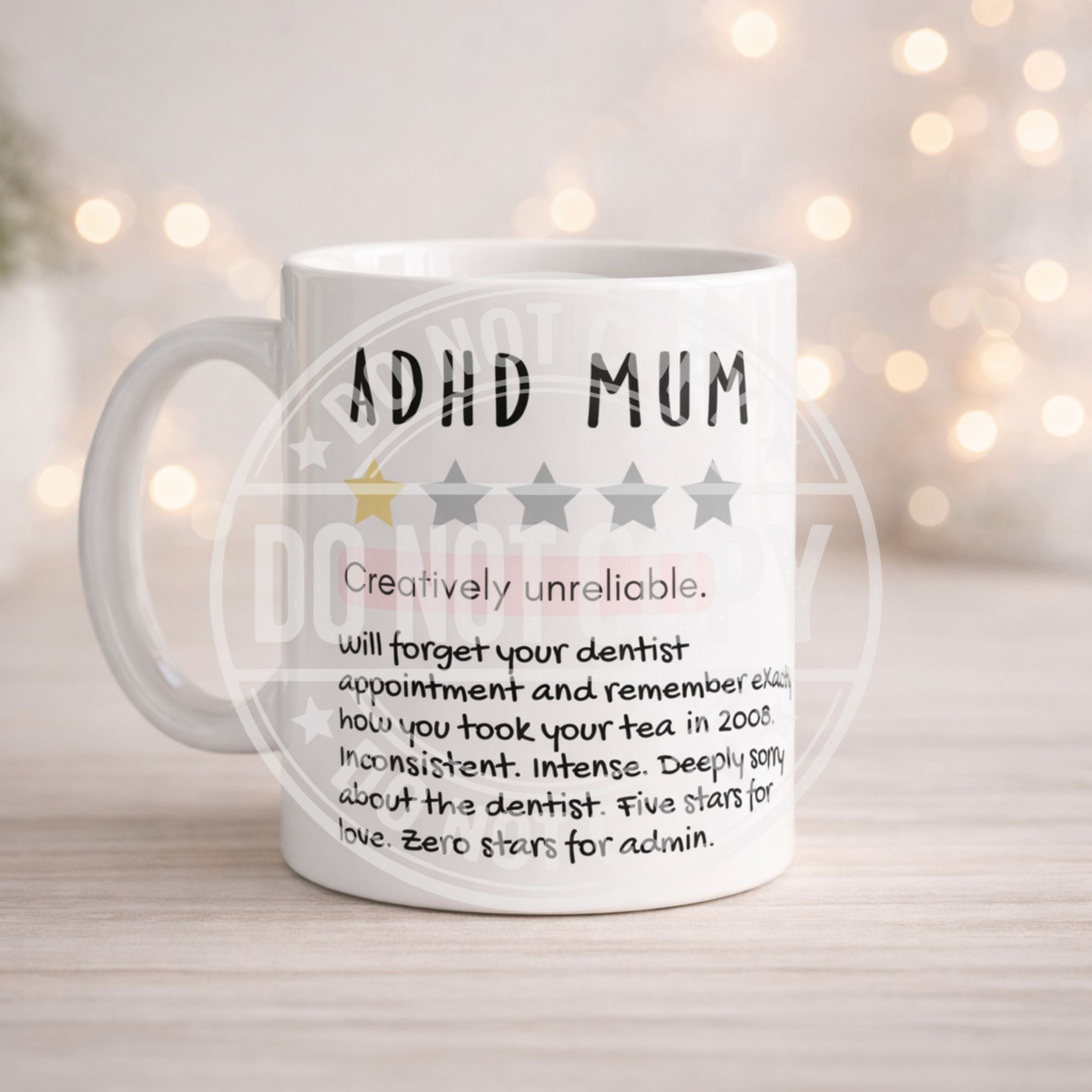 Funny ADHD Mum Mug – Relatable Review Style Gift