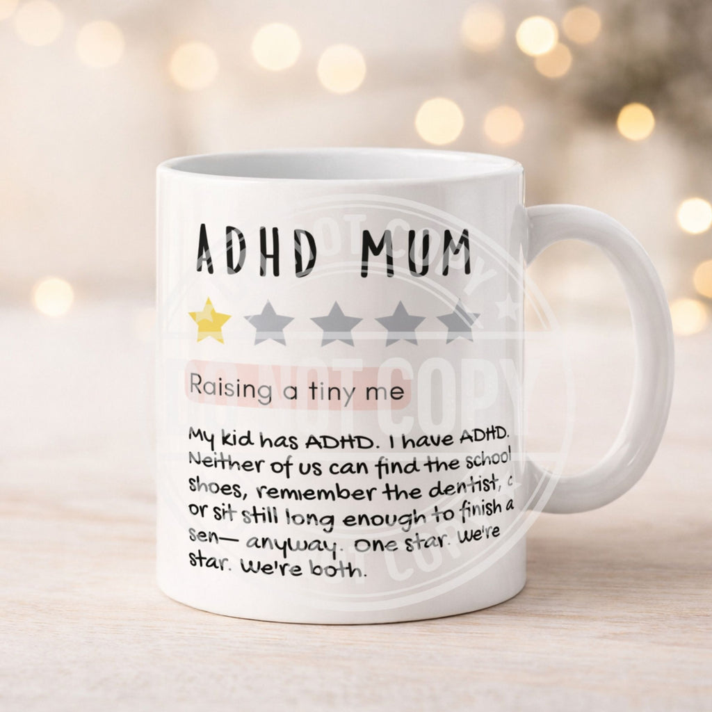 Funny ADHD Mum Mug – Relatable Review Style Gift