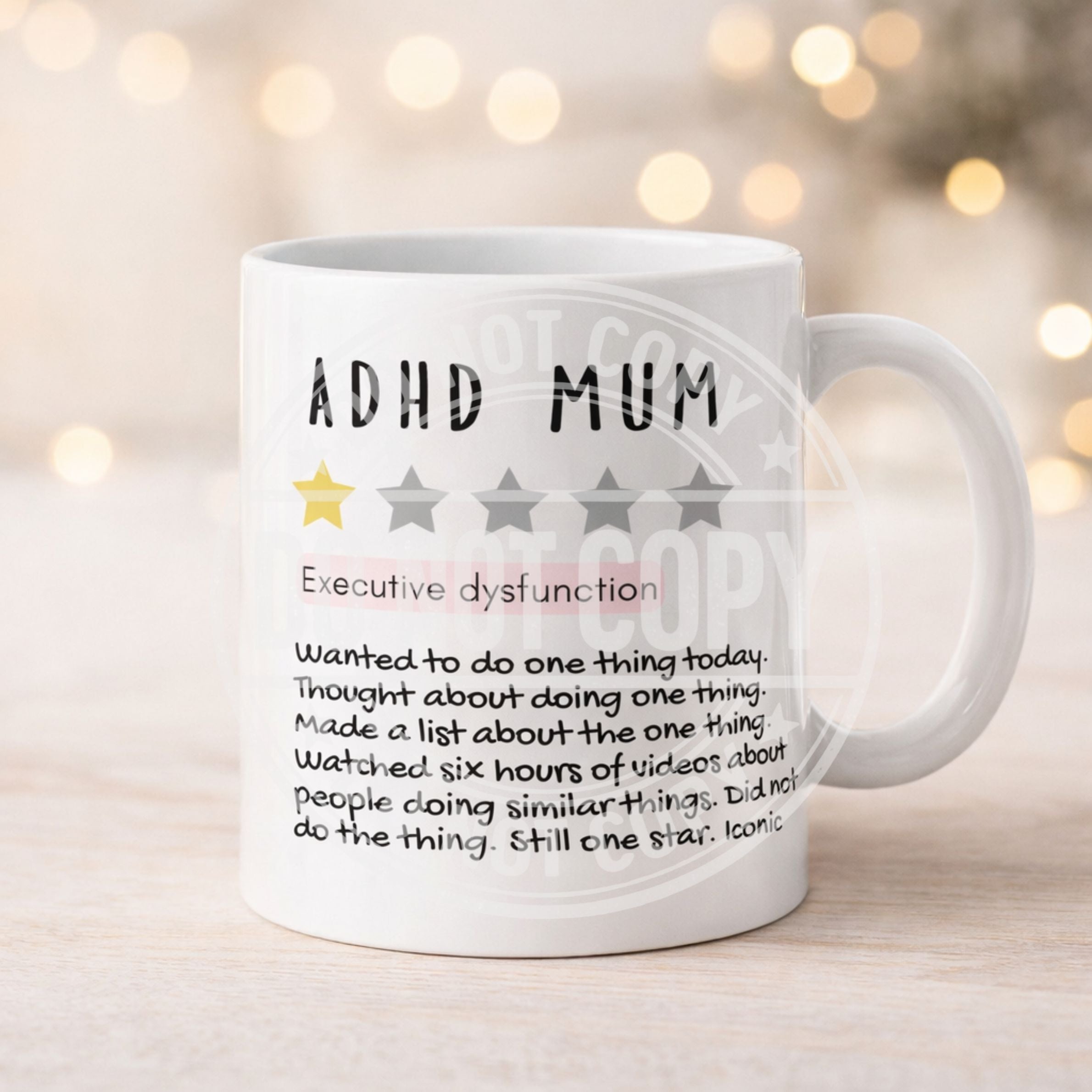 Funny ADHD Mum Mug – Relatable Review Style Gift