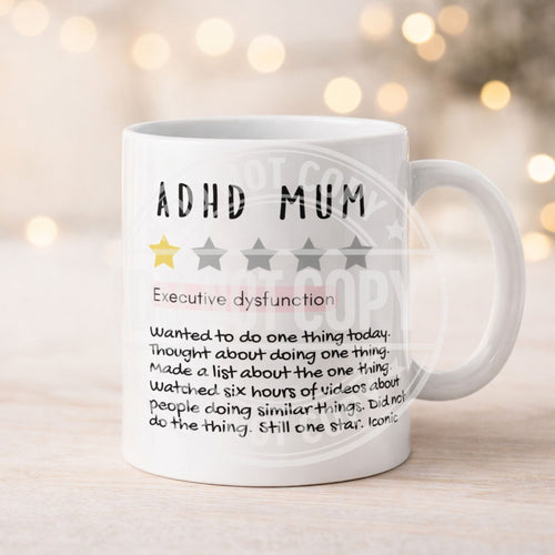 Funny ADHD Mum Mug – Relatable Review Style Gift