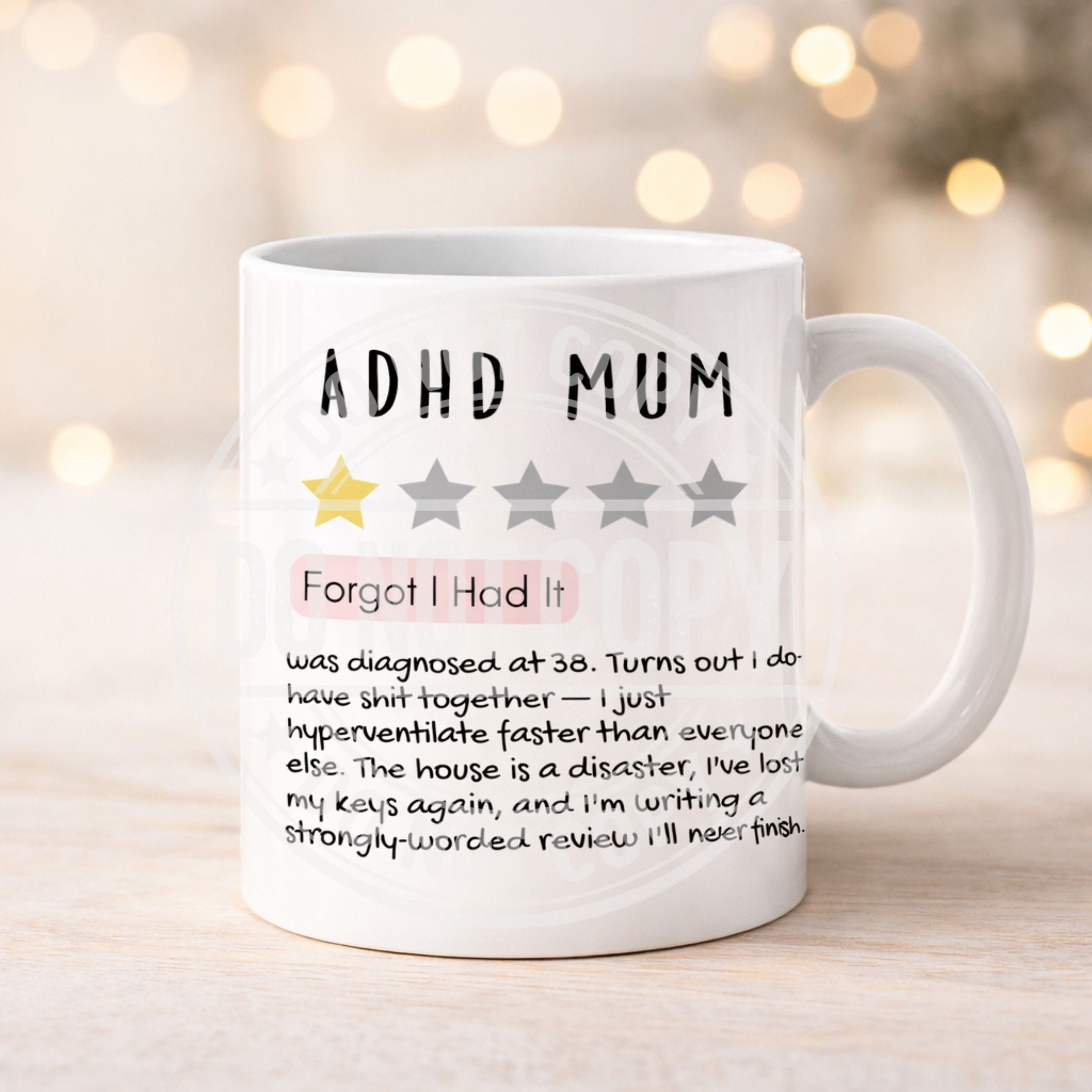 Funny ADHD Mum Mug – Relatable Review Style Gift