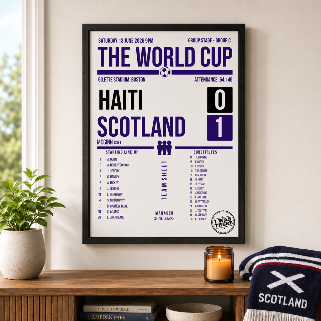 Scotland World Cup 2026 Haiti 0-1 Scotland A4 Print | Matchday Team Sheet Poster