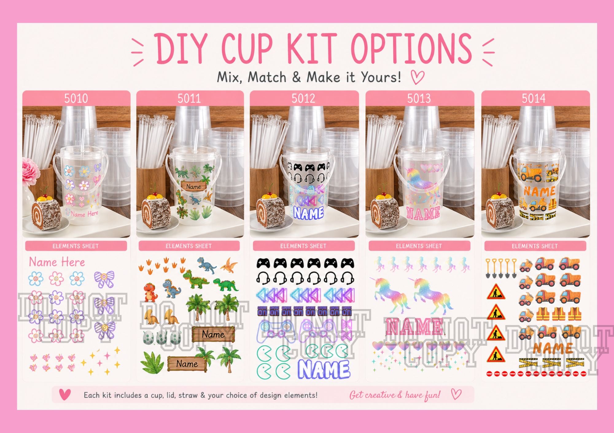 Kids DIY Cup Decorating Kit | Make Your Own Personalised Cup | UV DTF Sticker Activity Set