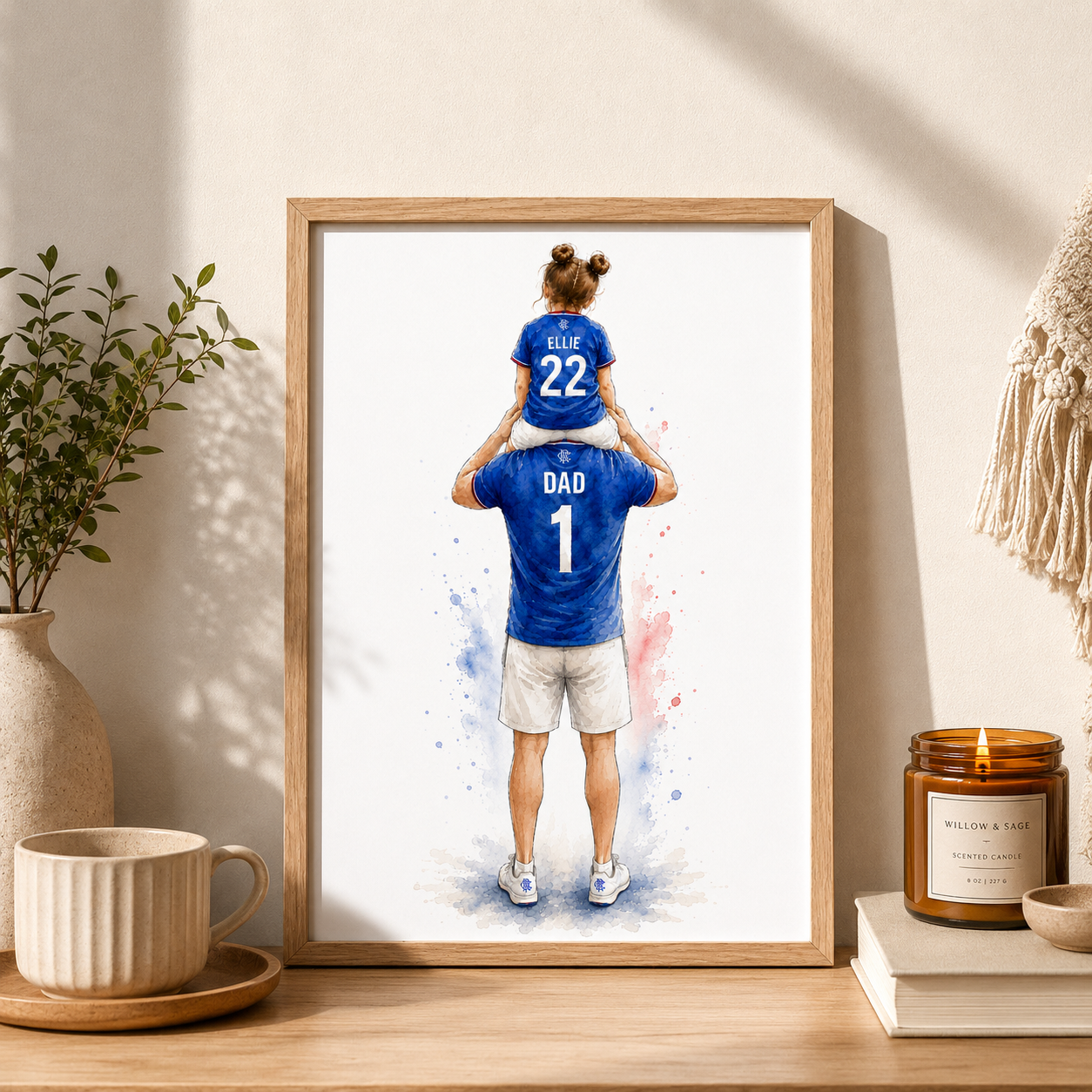 Father and Daughter foootball top artwork