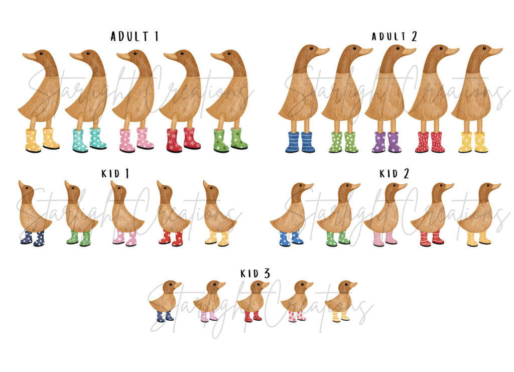 Personalised Family Duck Print – Custom Family Name A4 Wall Art Gift