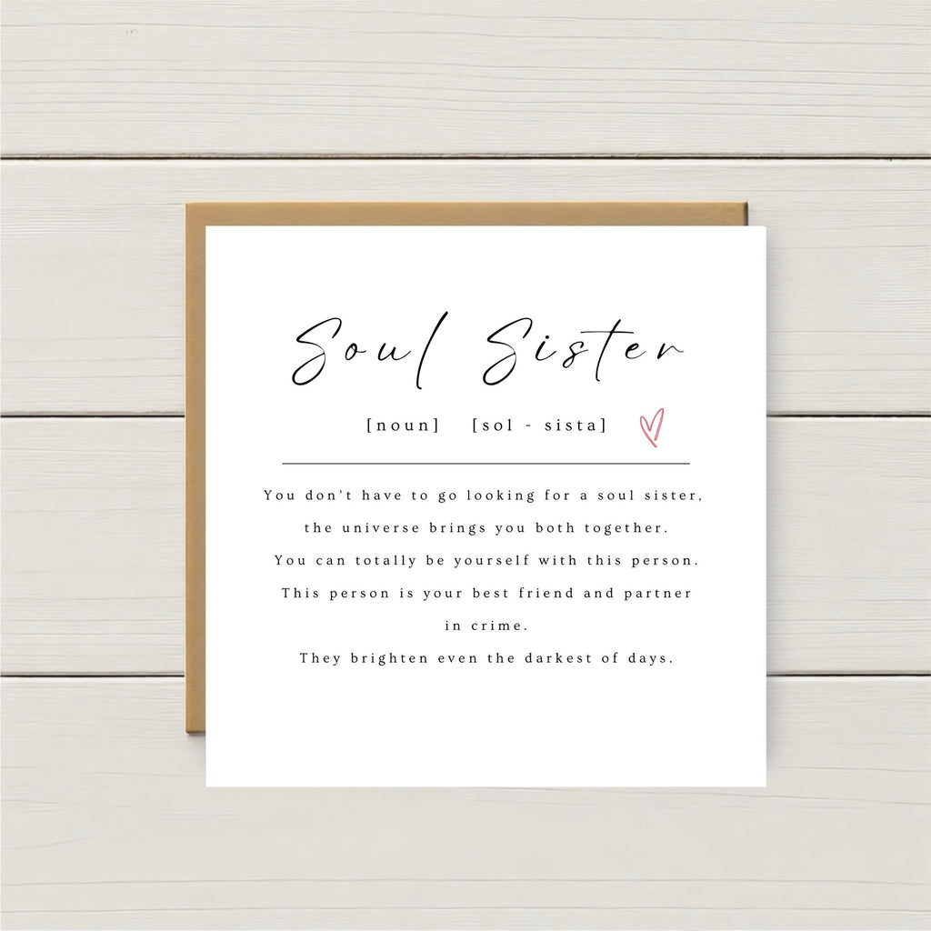 Soul Sister Definition Card | Friendship Card for Best Friend
