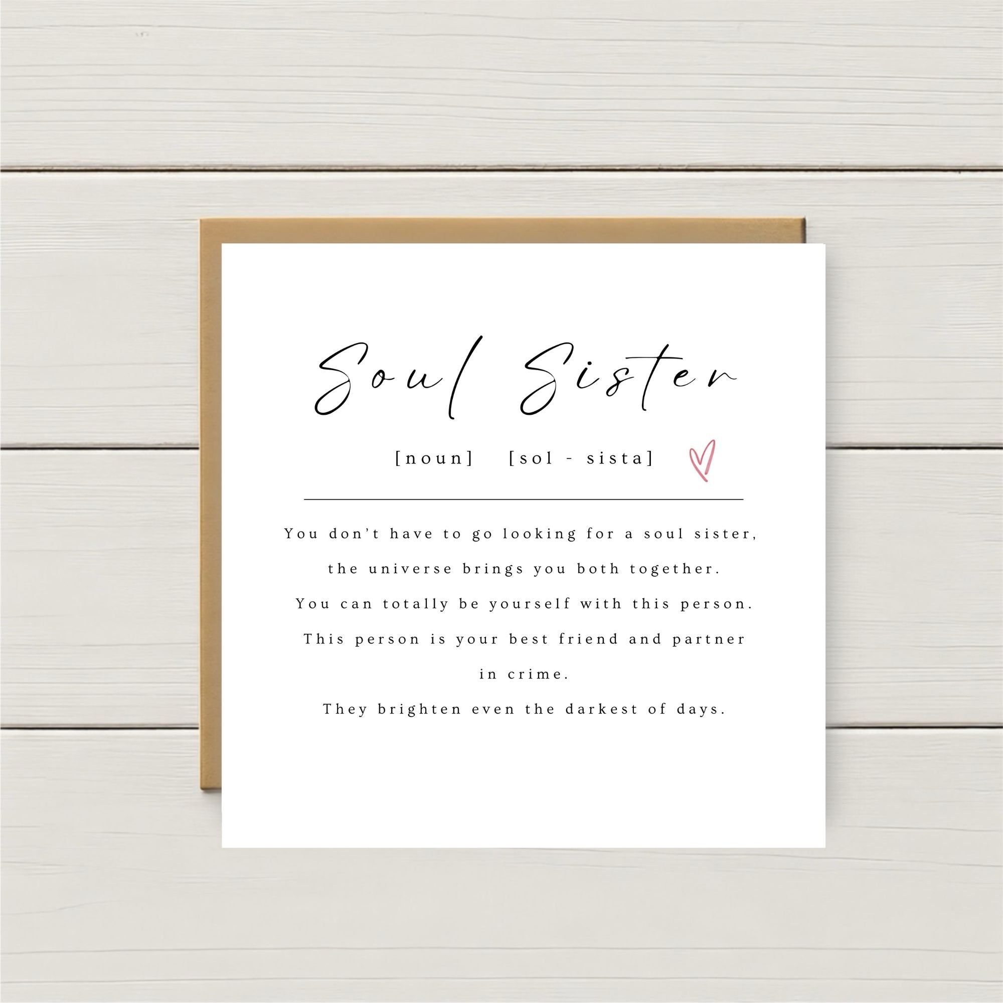 Soul Sister Definition Card | Friendship Card for Best Friend