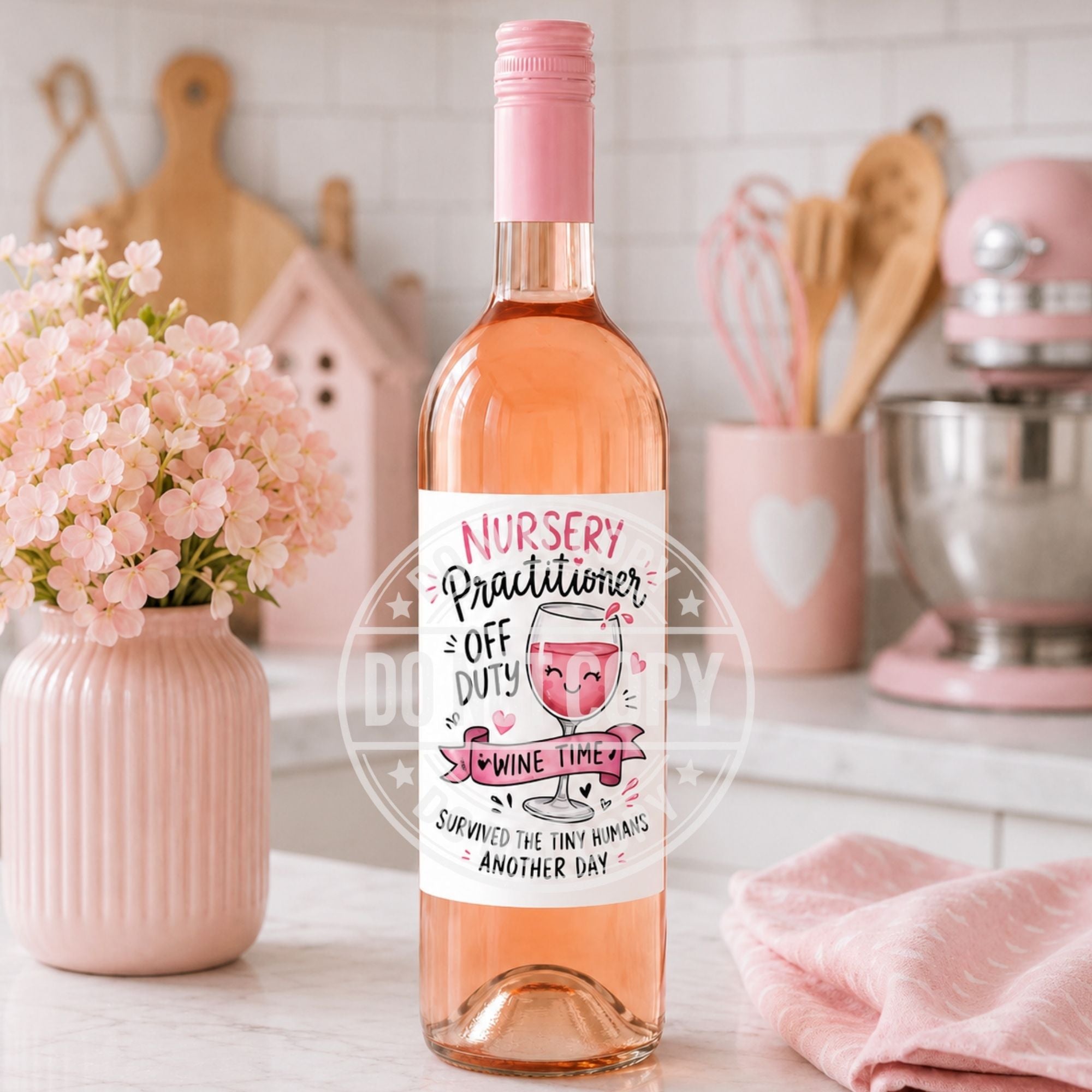 Funny Nursery Practitioner Wine Labels | Glossy Easy Peel Bottle Stickers | End of Term Teacher Gift