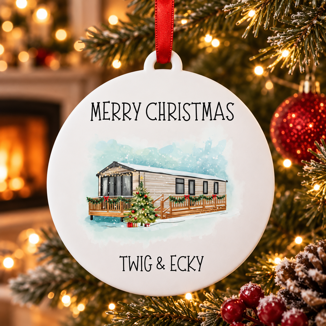 Personalised Christmas Caravan Bauble