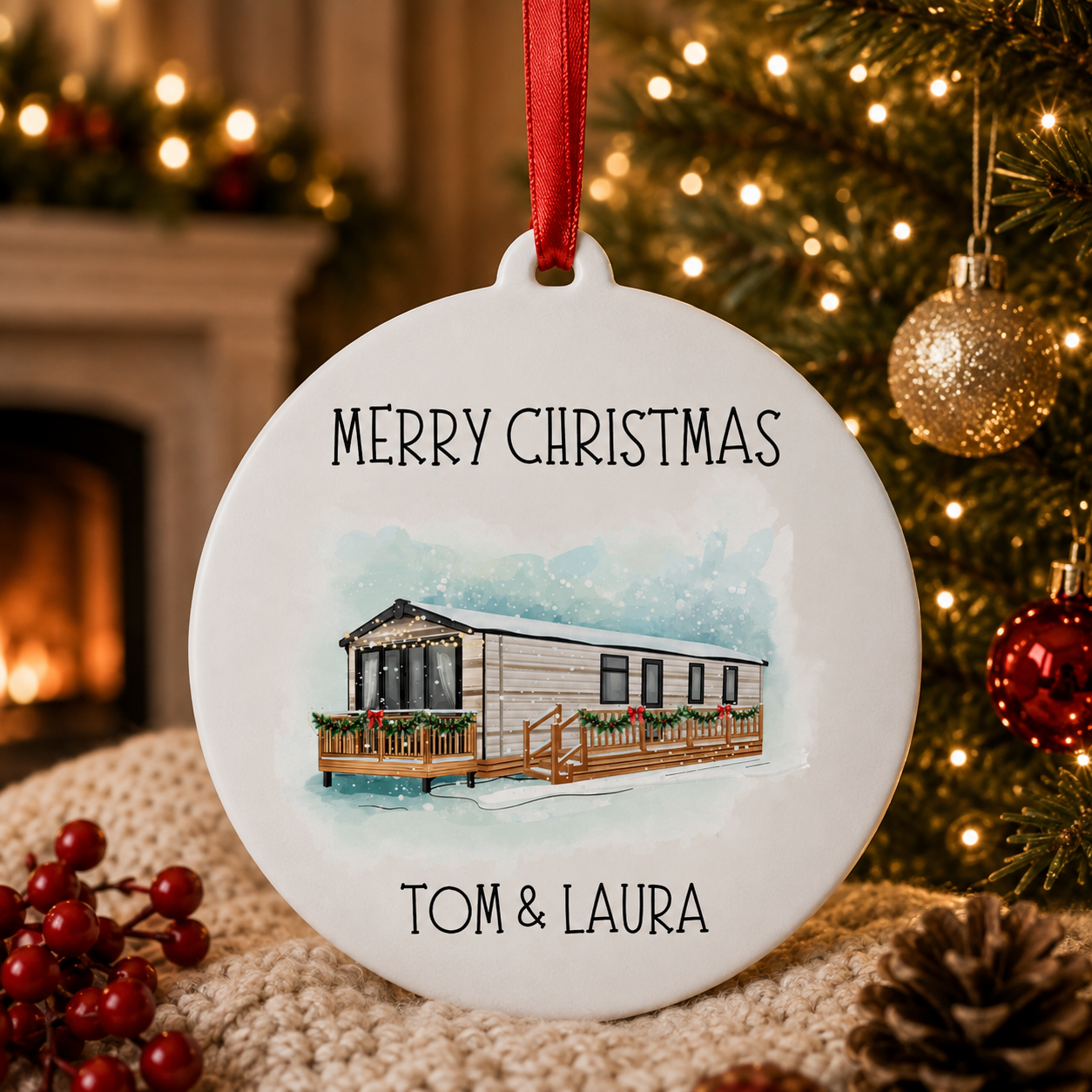 Personalised Christmas Caravan Bauble