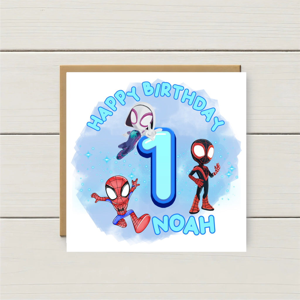 Personalised Spider-Verse Inspired Birthday Card – Any Age & Name | Custom Superhero Birthday Card for Boys