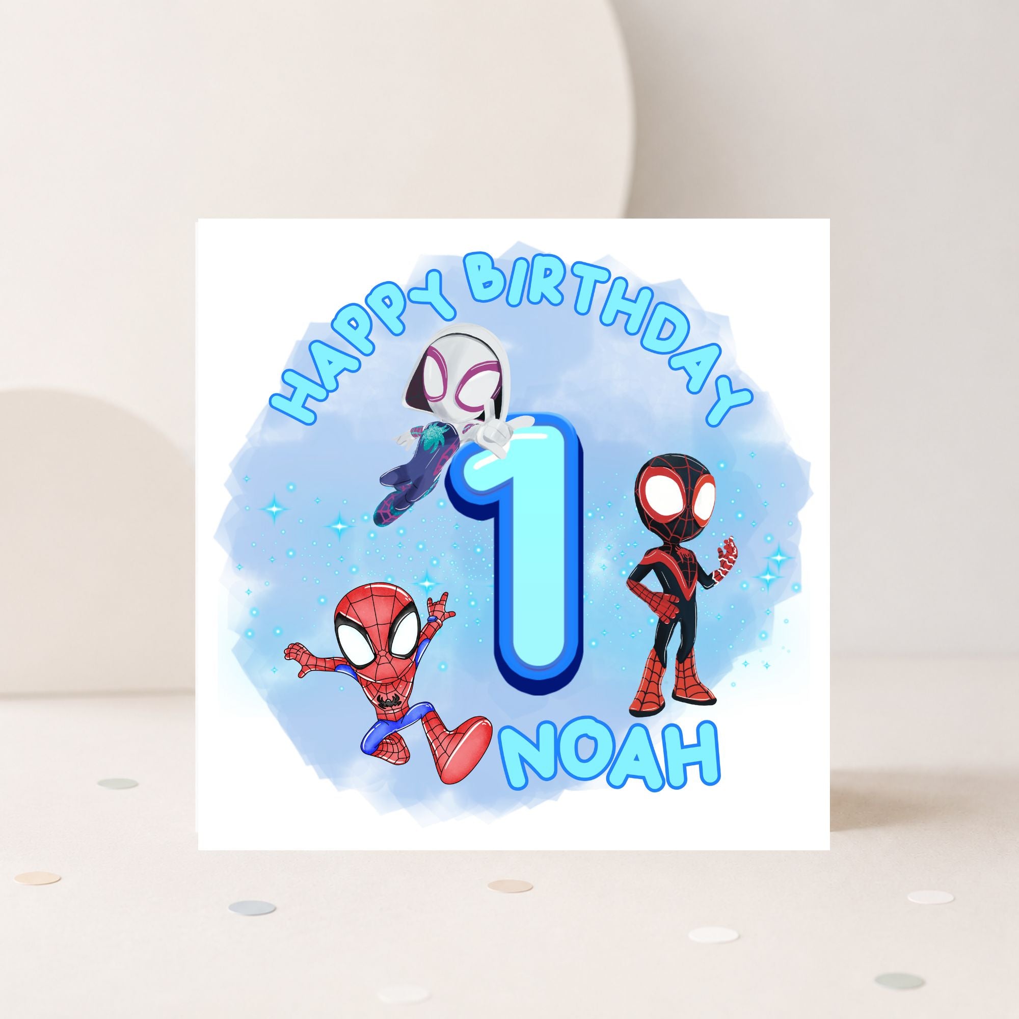 Personalised Spider-Verse Inspired Birthday Card – Any Age & Name | Custom Superhero Birthday Card for Boys