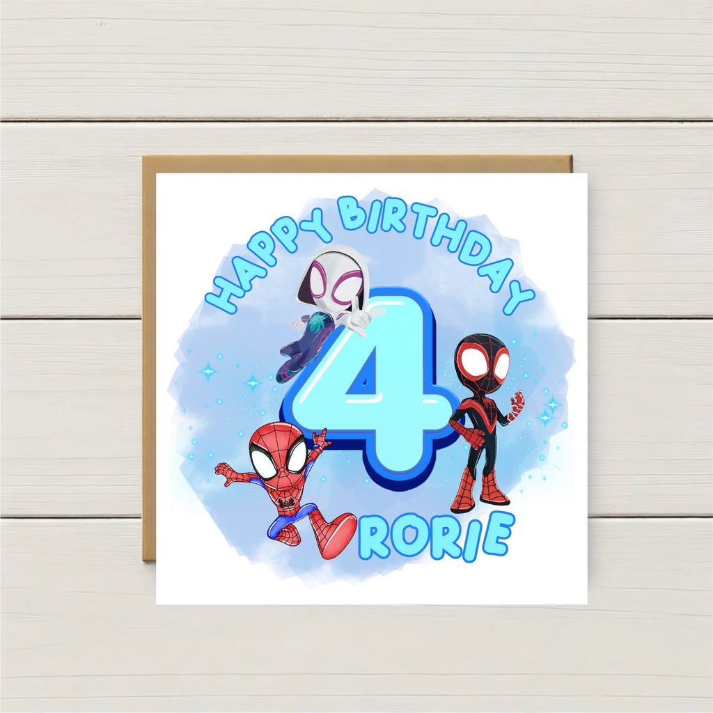 Personalised Spider-Verse Inspired Birthday Card – Any Age & Name | Custom Superhero Birthday Card for Boys