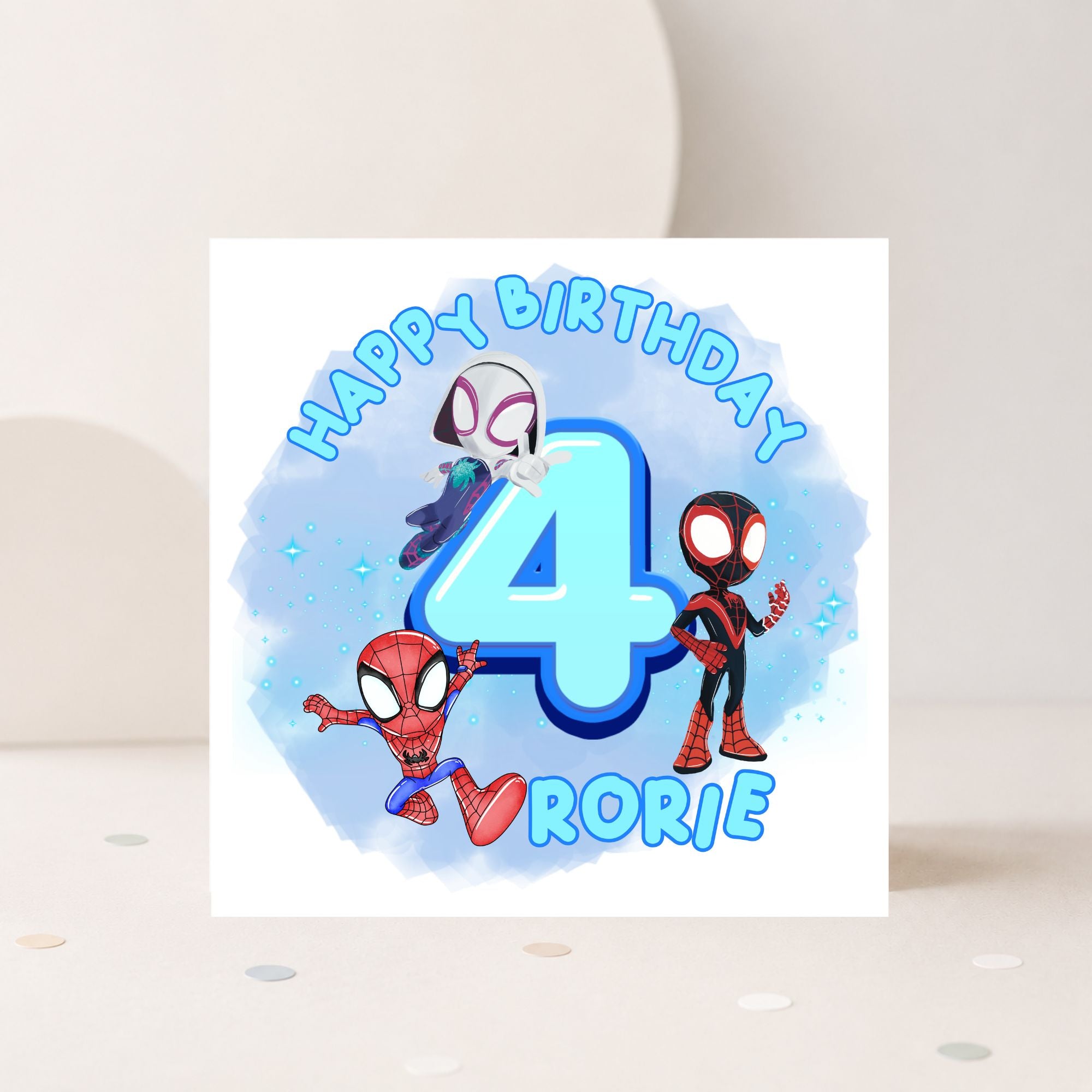 Personalised Spider-Verse Inspired Birthday Card – Any Age & Name | Custom Superhero Birthday Card for Boys