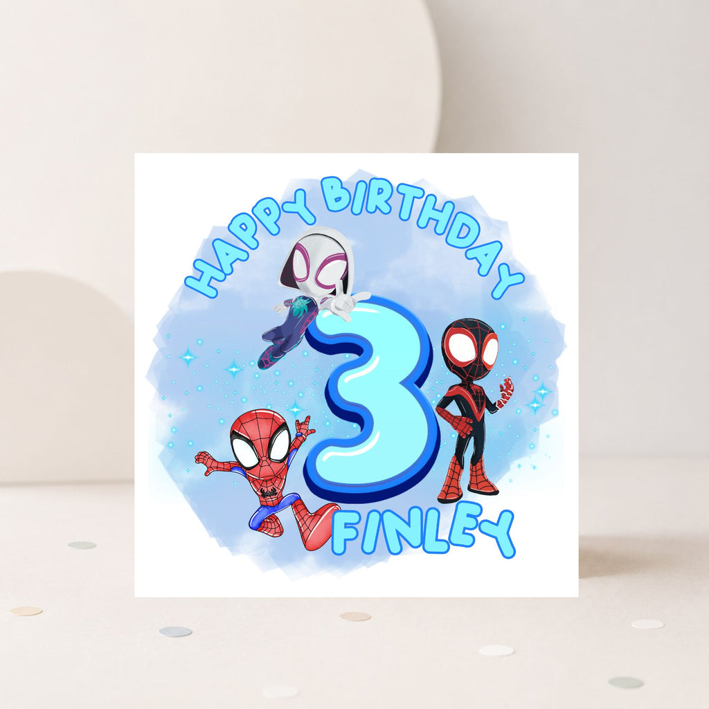 Personalised Spider-Verse Inspired Birthday Card – Any Age & Name | Custom Superhero Birthday Card for Boys