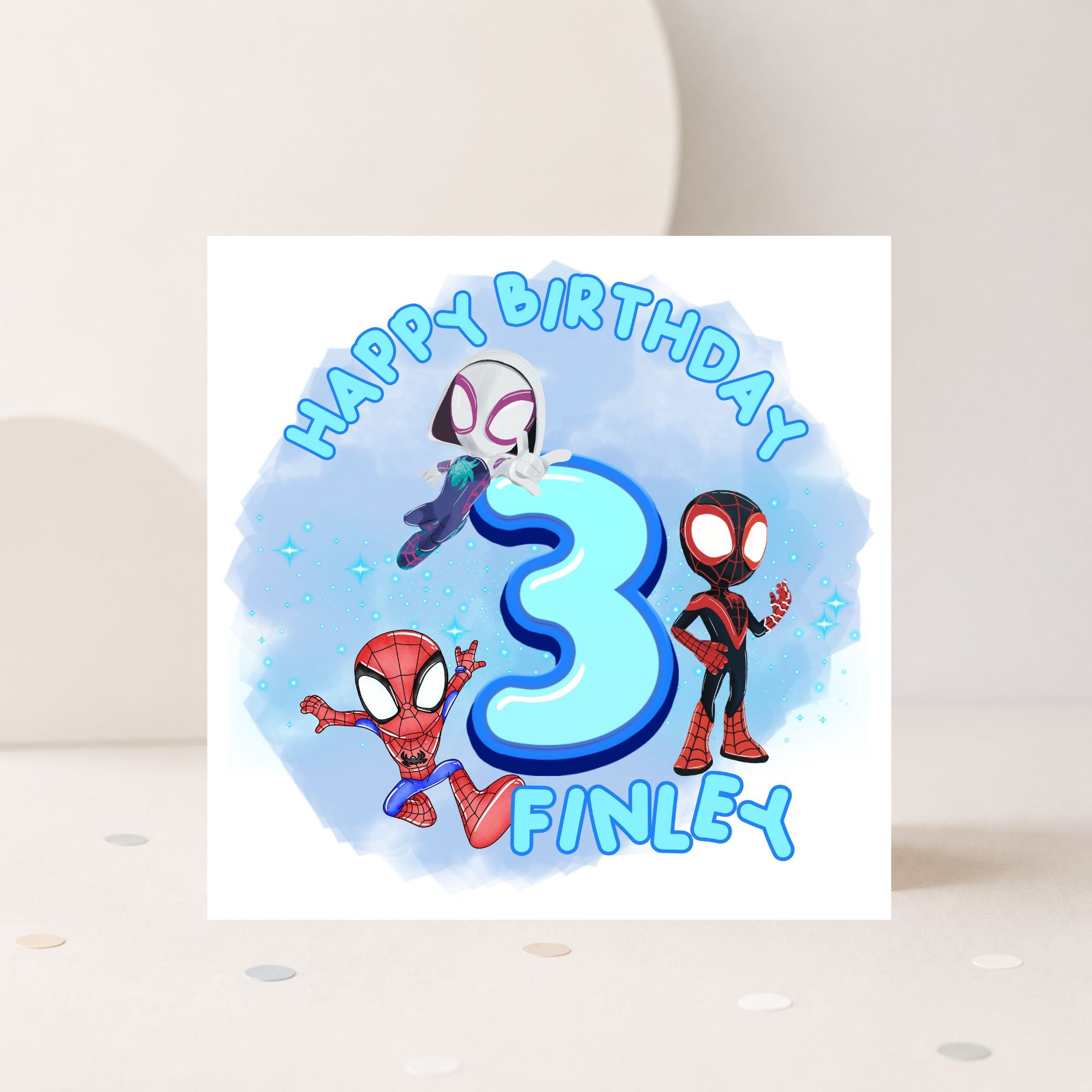 Personalised Spider-Verse Inspired Birthday Card – Any Age & Name | Custom Superhero Birthday Card for Boys