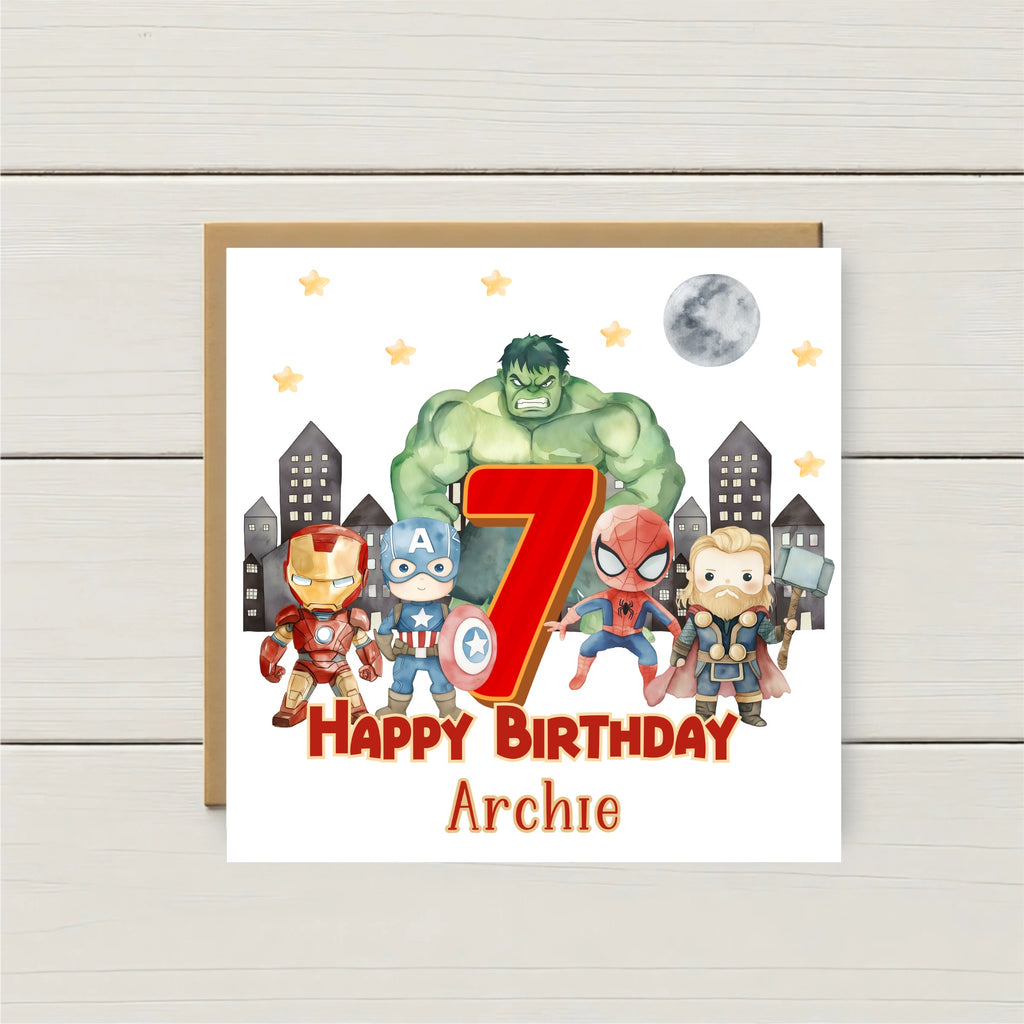Personalised Superhero Birthday Card – Any Age & Name | Avengers Inspired Birthday Card