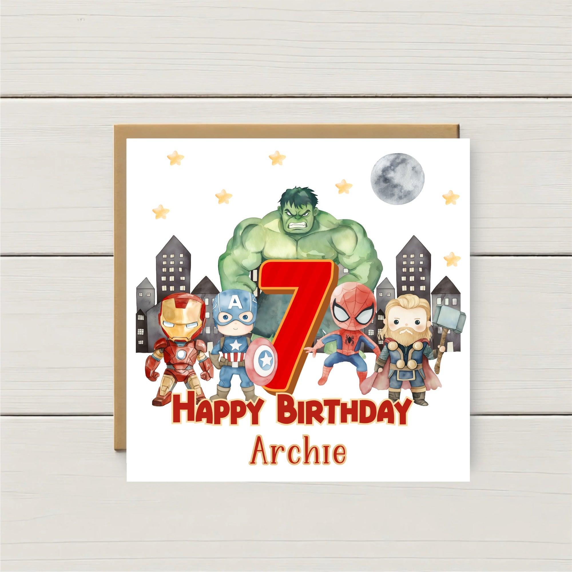 Personalised Superhero Birthday Card – Any Age & Name | Avengers Inspired Birthday Card