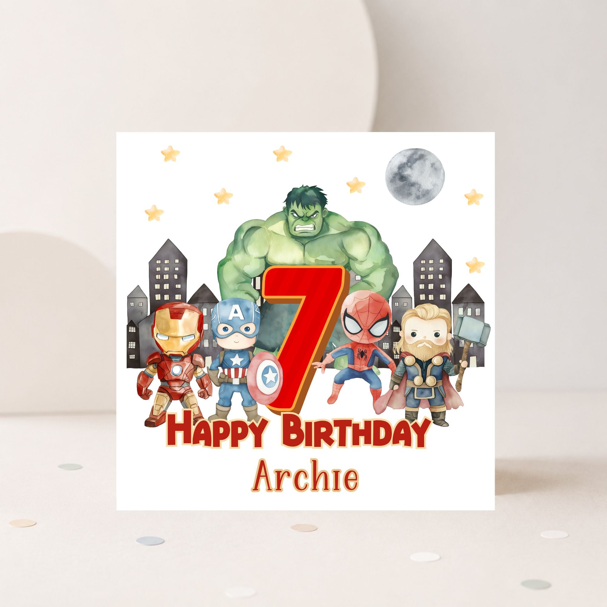 Personalised Superhero Birthday Card – Any Age & Name | Avengers Inspired Birthday Card
