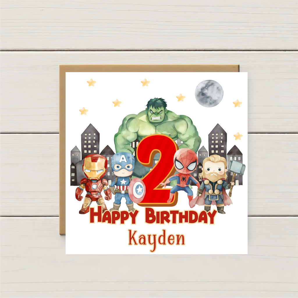 Personalised Superhero Birthday Card – Any Age & Name | Avengers Inspired Birthday Card