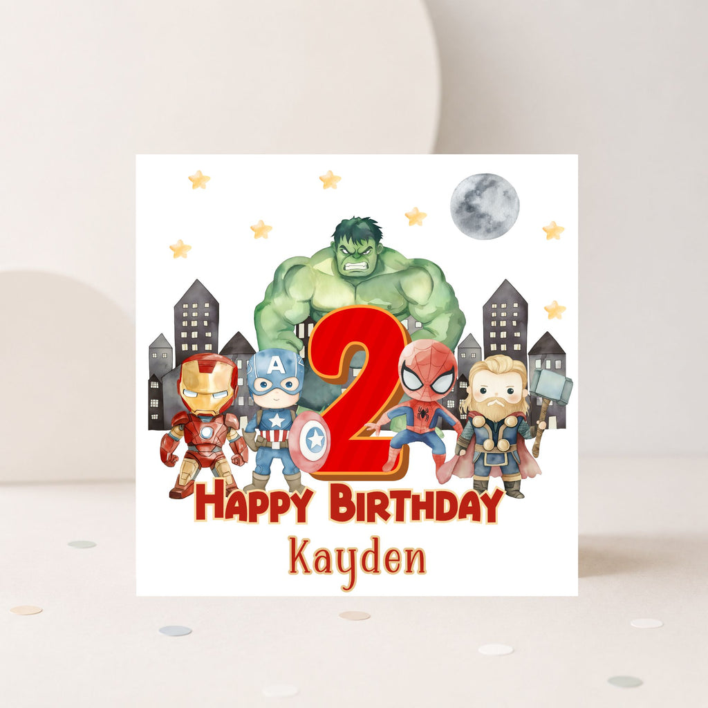 Personalised Superhero Birthday Card – Any Age & Name | Avengers Inspired Birthday Card