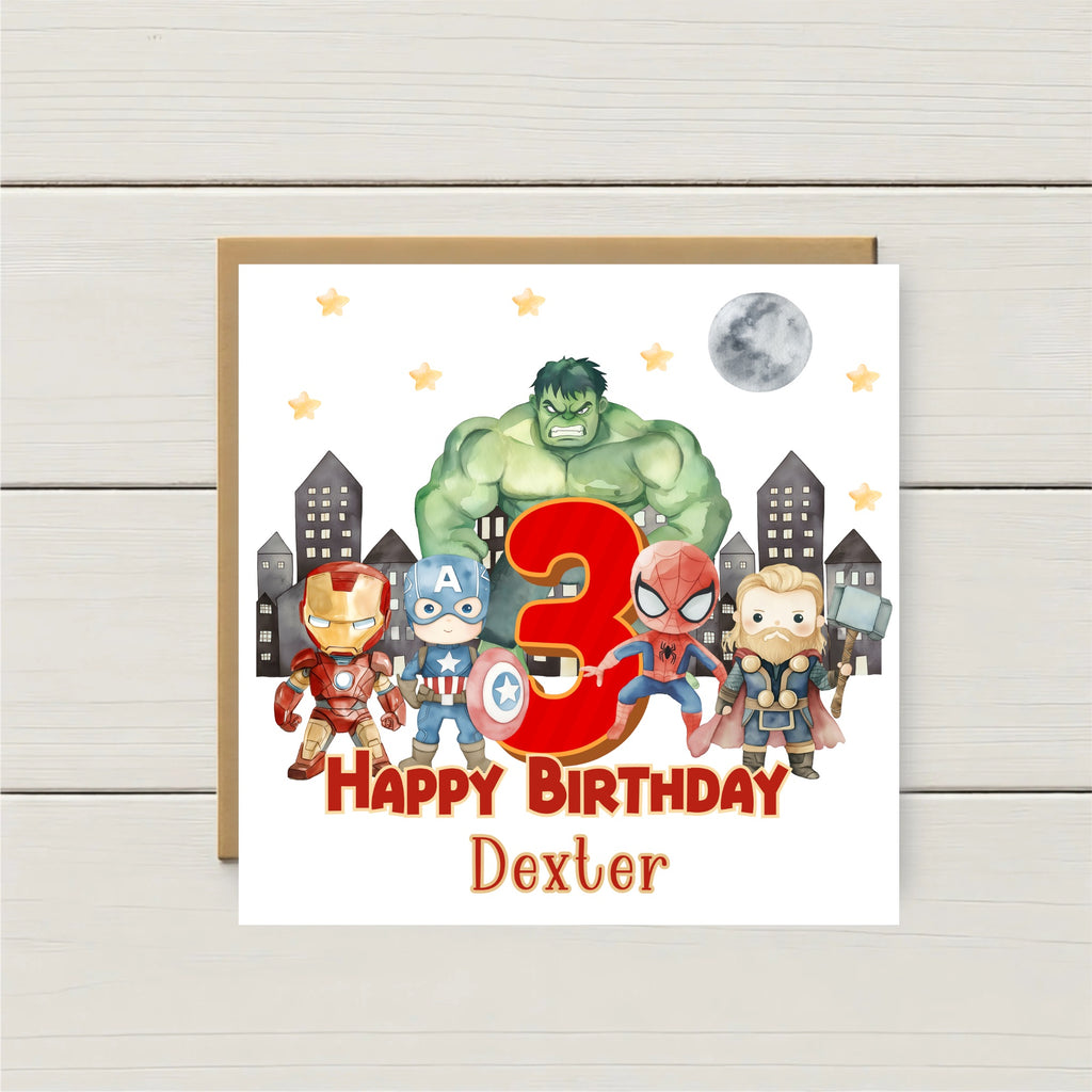 Personalised Superhero Birthday Card – Any Age & Name | Avengers Inspired Birthday Card