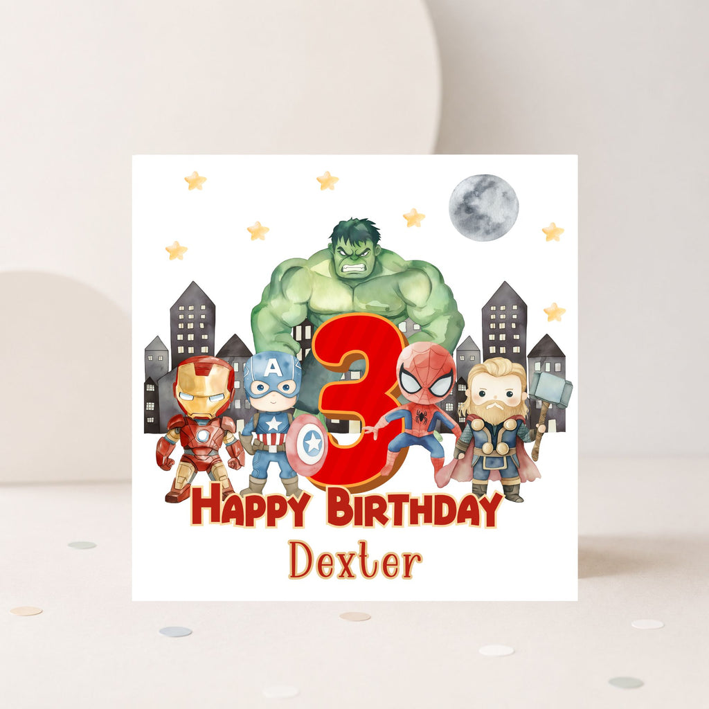 Personalised Superhero Birthday Card – Any Age & Name | Avengers Inspired Birthday Card
