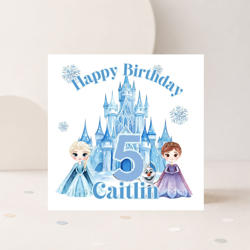 Personalised Ice Princess Birthday Card – Any Age & Name | Frozen Inspired Kids Birthday Card