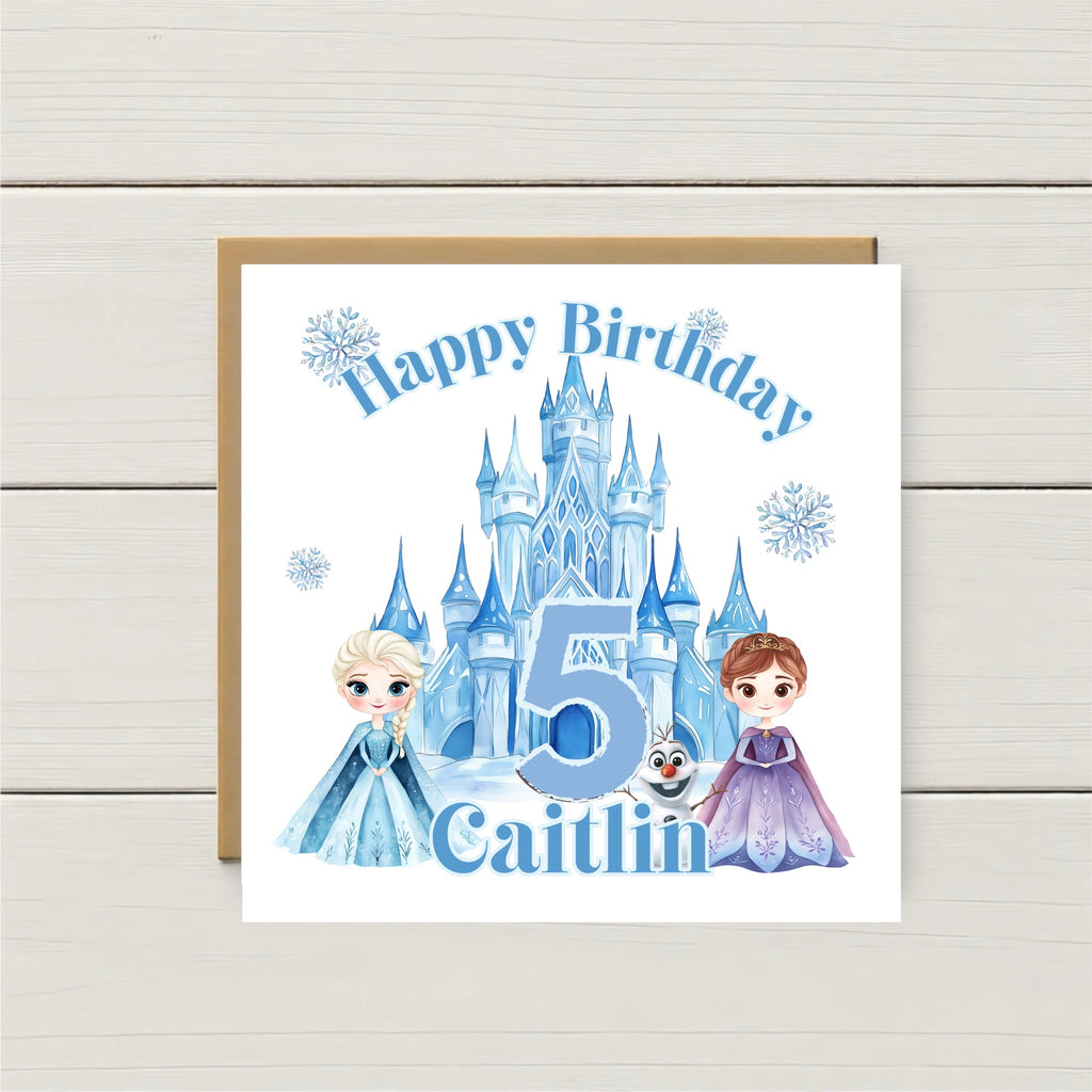 Personalised Ice Princess Birthday Card – Any Age & Name | Frozen Inspired Kids Birthday Card