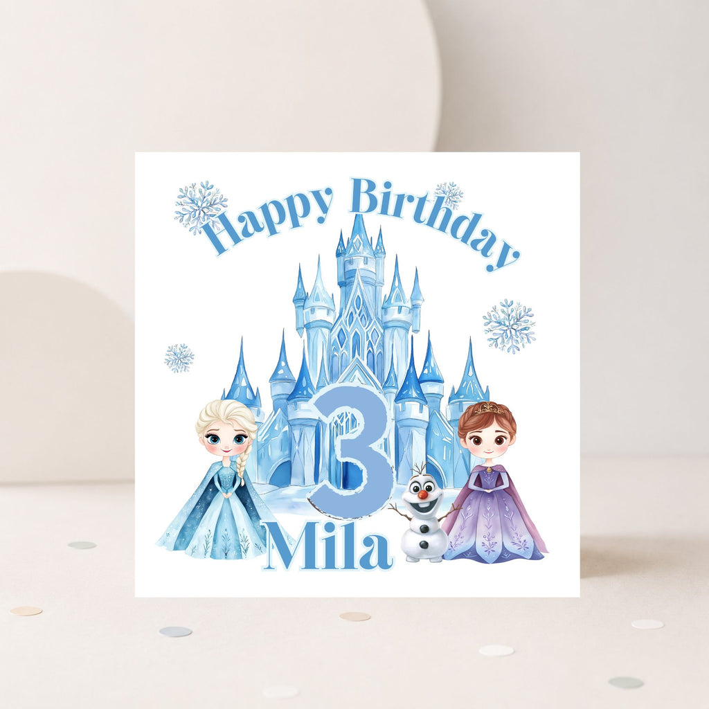 Personalised Ice Princess Birthday Card – Any Age & Name | Frozen Inspired Kids Birthday Card