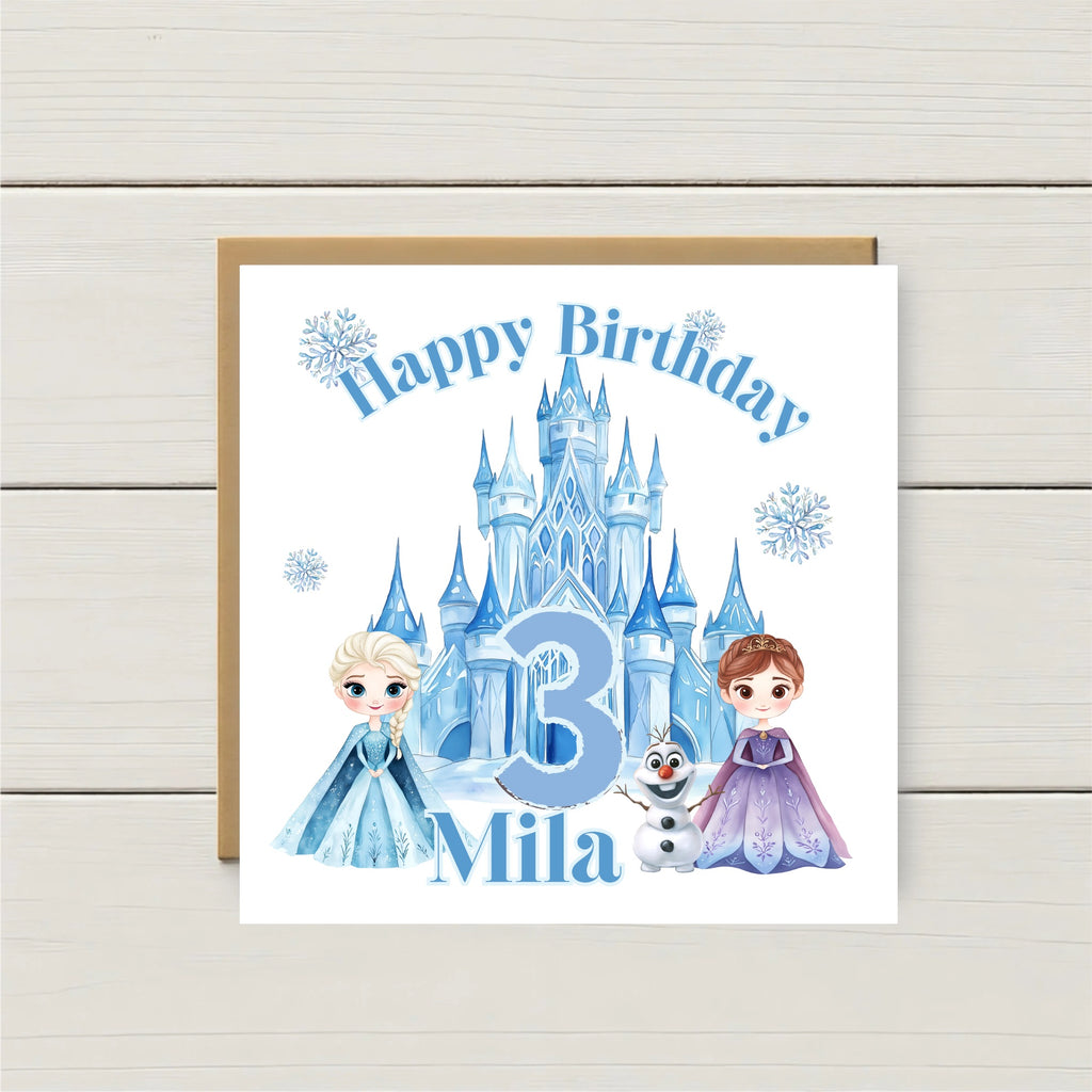 Personalised Ice Princess Birthday Card – Any Age & Name | Frozen Inspired Kids Birthday Card