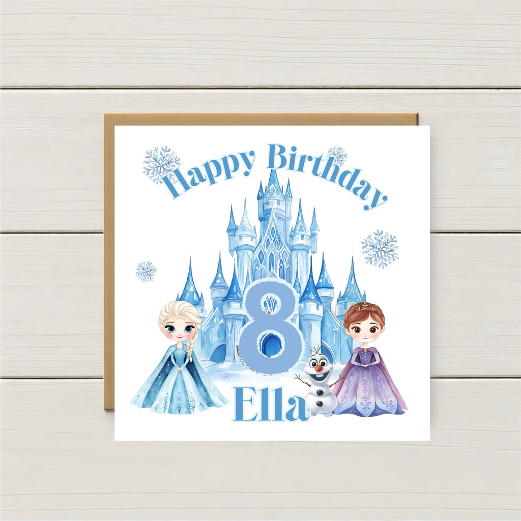 Personalised Ice Princess Birthday Card – Any Age & Name | Frozen Inspired Kids Birthday Card
