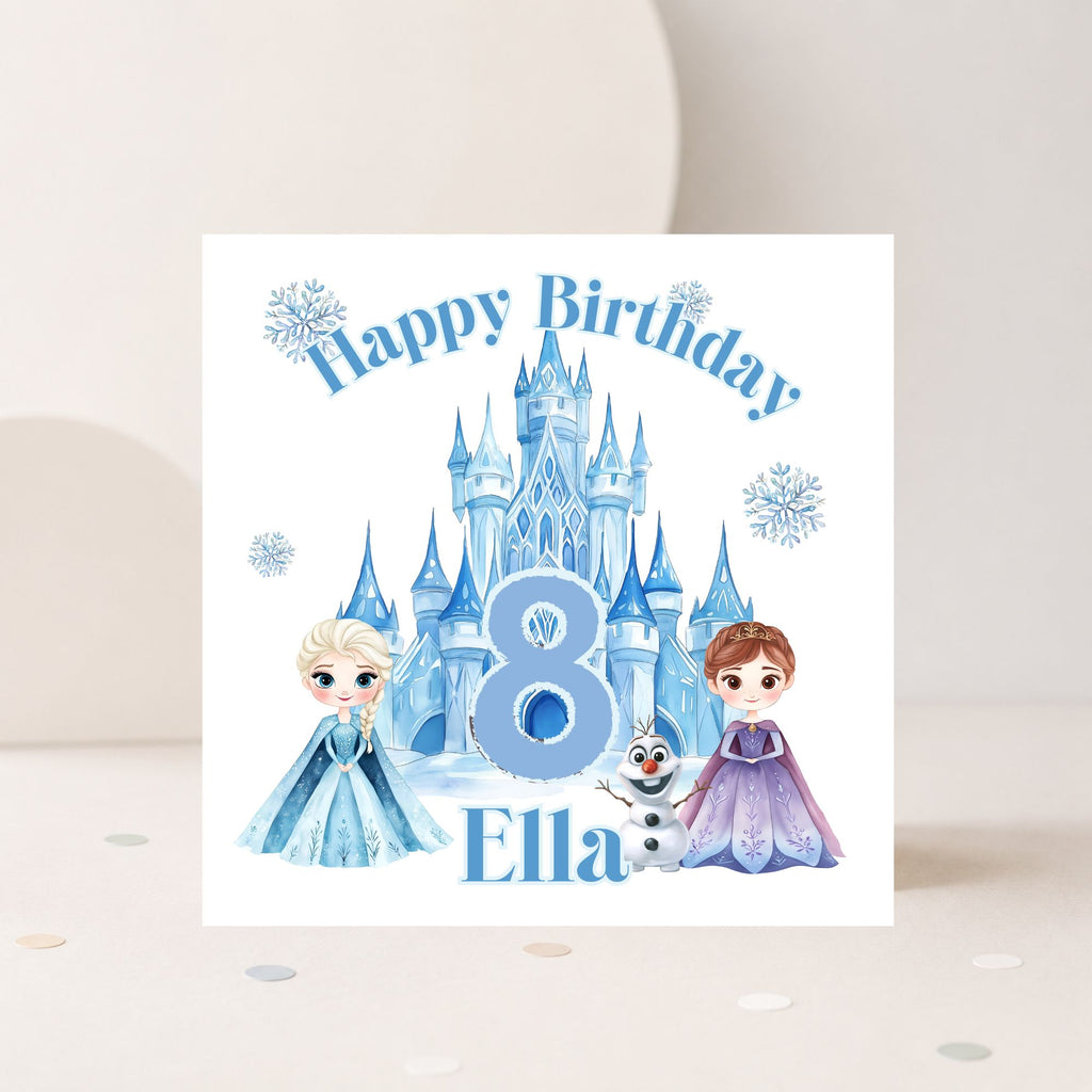 Personalised Ice Princess Birthday Card – Any Age & Name | Frozen Inspired Kids Birthday Card