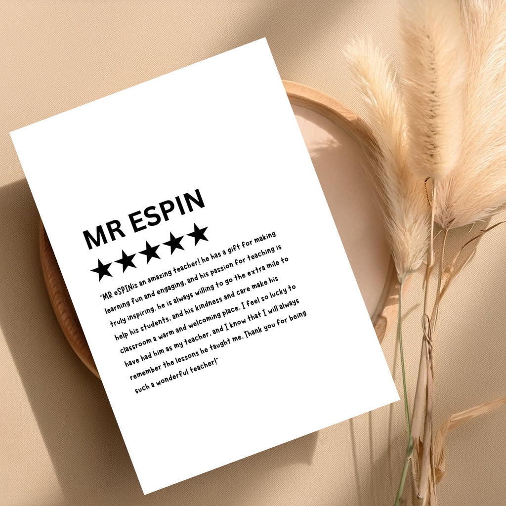 Personalised A4 Teacher Thank You Print – End of Year Teacher Gift