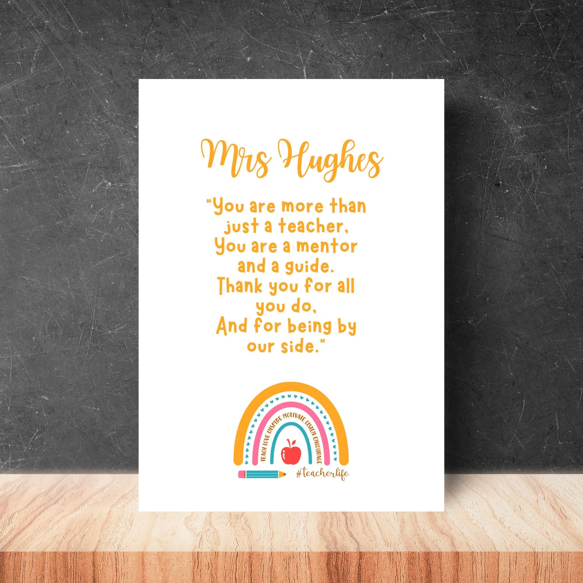 Personalised A4 Teacher Thank You Print – End of Year Teacher Gift