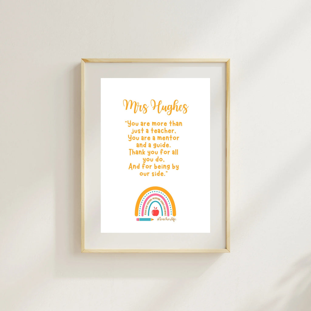 Personalised A4 Teacher Thank You Print – End of Year Teacher Gift