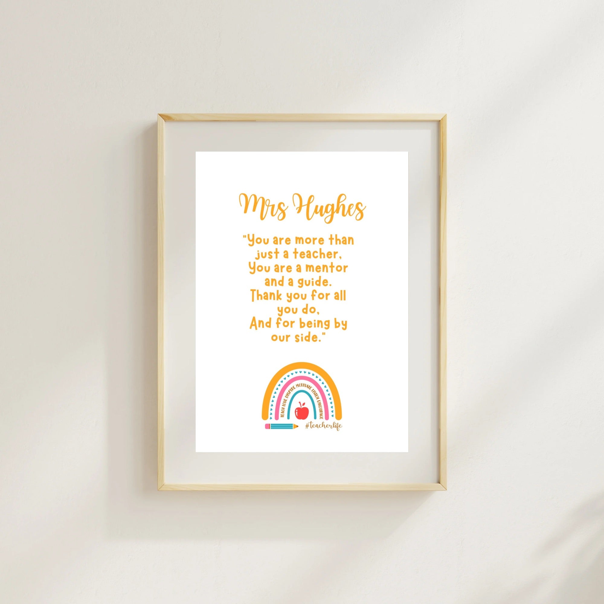Personalised A4 Teacher Thank You Print – End of Year Teacher Gift