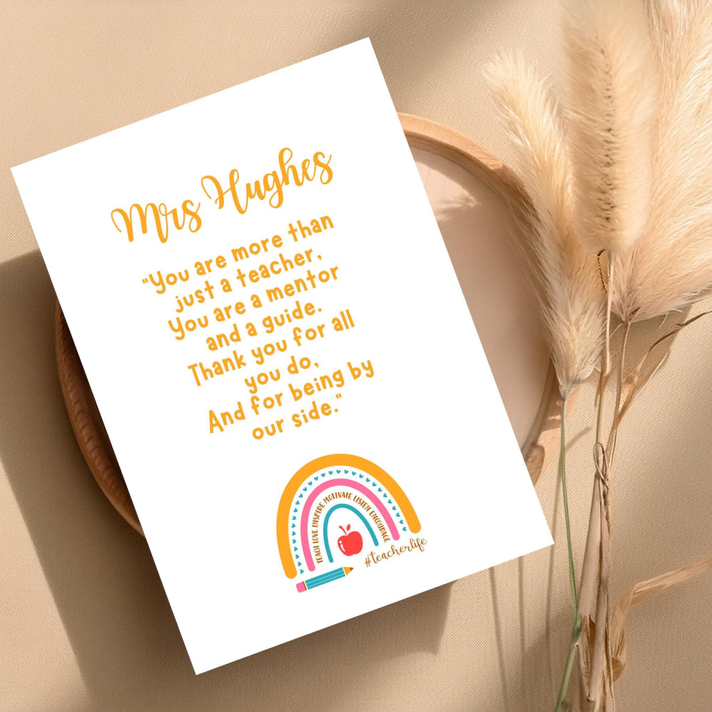 Personalised A4 Teacher Thank You Print – End of Year Teacher Gift