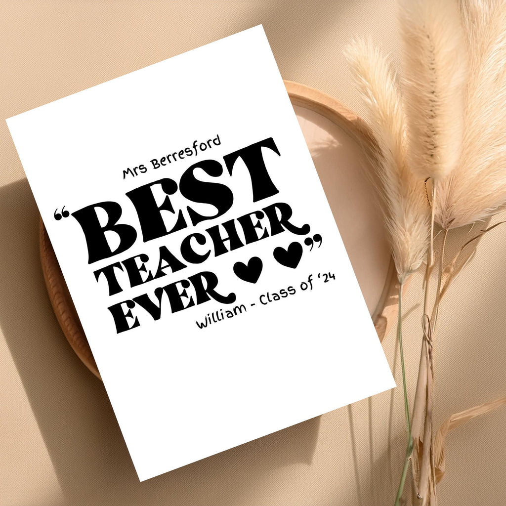 Personalised A4 Teacher Thank You Print – End of Year Teacher Gift