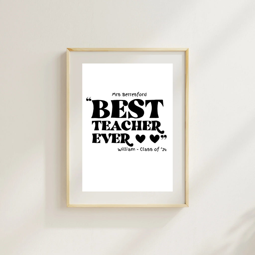 Personalised A4 Teacher Thank You Print – End of Year Teacher Gift