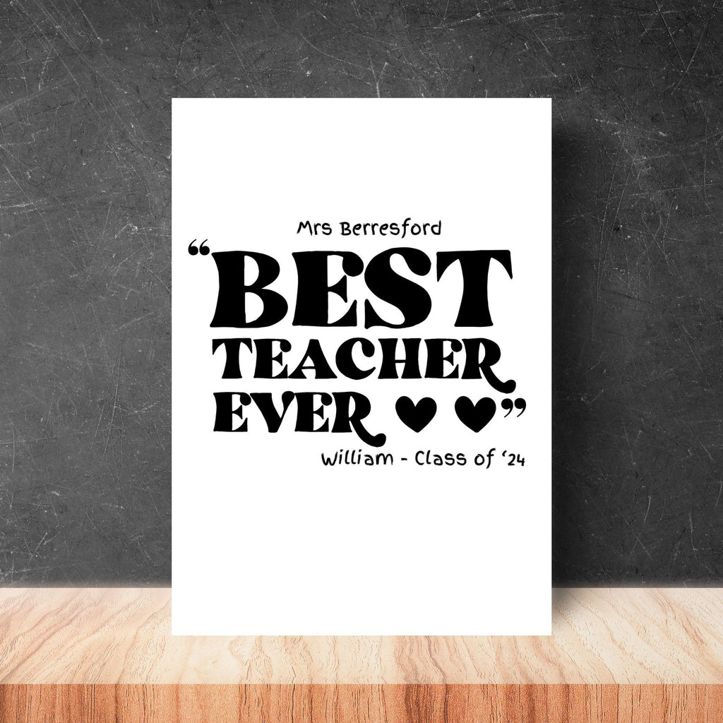 Personalised A4 Teacher Thank You Print – End of Year Teacher Gift