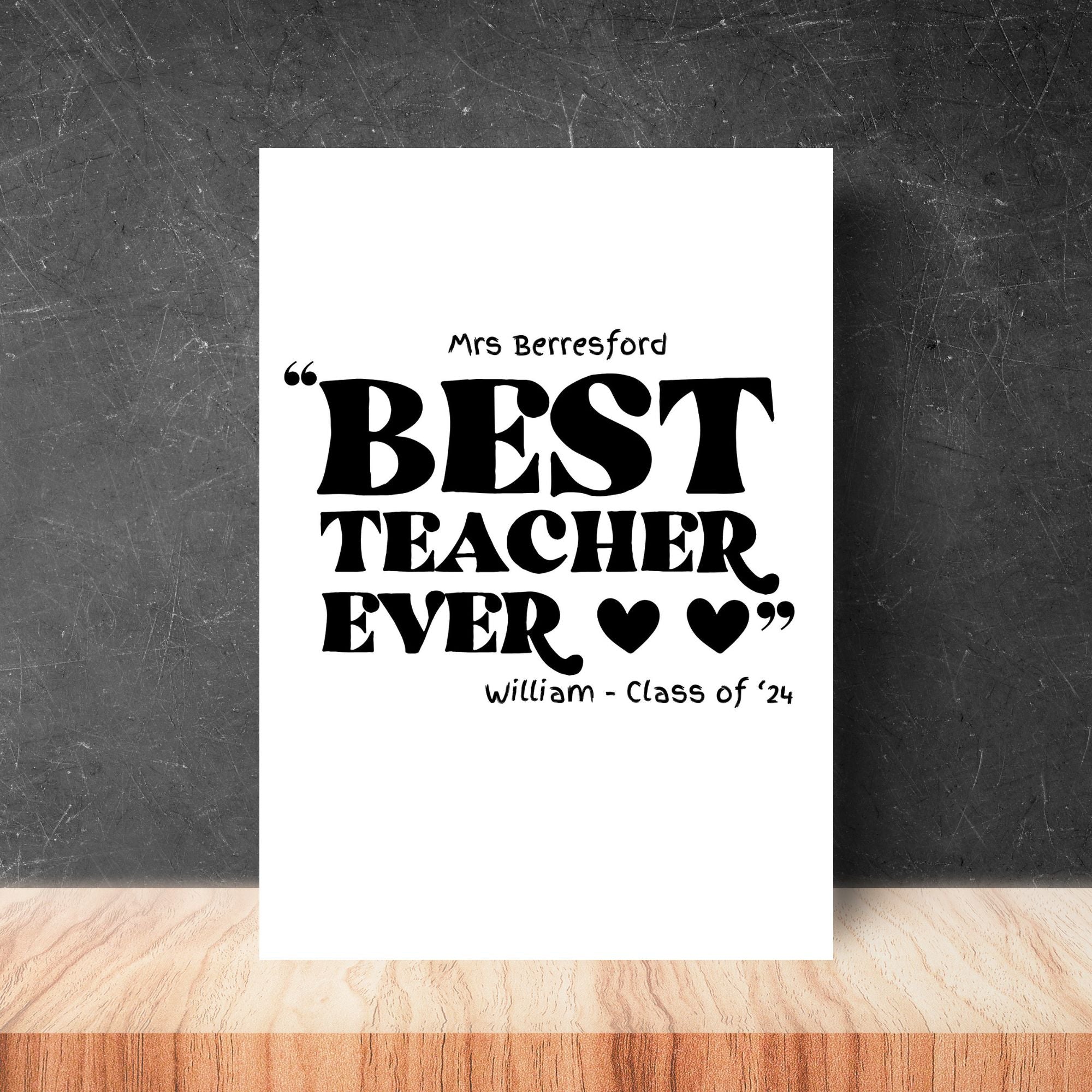 Personalised A4 Teacher Thank You Print – End of Year Teacher Gift